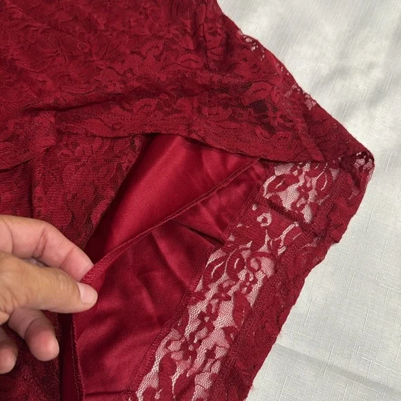 (N3) Wishes Wishes Wishes Red vintage Lace Long Sleeve Dress, Sz L - Picture 8 of 10